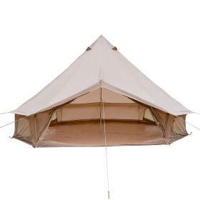 13.1FT Oxford Bell Tent for Family Camping Spacious Yurt Tent with Stove Jack, 4 Season Glamping Shelter, Waterproof Oxford Hot Tent for 4-8 People (Option: BellTentBeige13.1FTOLFC0001)