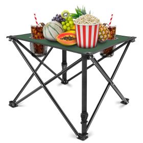 1Pc Foldable Camping Table Portable Picnic Table Lightweight Travel Desk with 2 Cup Holders Carrying Bag (Option: RestTable1PcGreenGPCT2096)