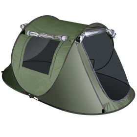 3-4 Person Pop Up Tent Automatic Setup Camping Tent Waterproof Instant Setup Tent with 2 Mosquito Net Windows Carrying Bag for Hiking Climbing Adventu (Option: TentGreen34PersonGPCT3866)