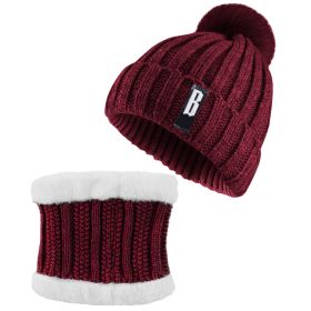 Winter Beanie Hat Scarf Set Women Warm Knitting Skull Cap Neck Warmer for Walking Running Hiking Camping Outdoors Gift (Option: KnittedHatRedGPCT3659)