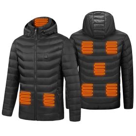 Heated Jacket Electric Heating Coat Lightweight Winter Hooded Jacket with 3-Level Heating Modes 8 Heating Zones Detachable Zipper Hood (Option: HeatedJacketXLGPCT3897)