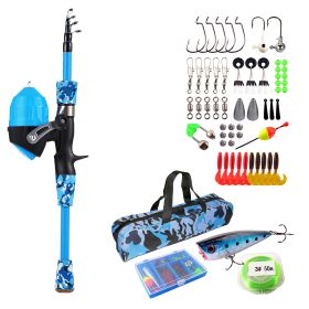 Kids Fishing Pole Set Fishing Starter Kit Telescopic Fishing Rod and Reel Combo Kit with Tackle Box 56Pcs Fishing Lures for Boys Girls (Option: FishingPole1.5MBlueGPCT4789)