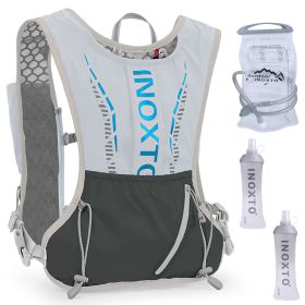 Sport Hydration Vest Running Backpack with 15oz 50oz Water Bladder Adjustable Strap Storage Bag for Trail Running Marathon Race Hiking (Option: WaterVestPackGreyGPCT4008)
