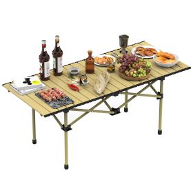Folding Camping Table Portable Lightweight Carbon Steel Roll-up Picnic BBQ Desk with Carry Bag Heavy Duty for Outdoor Beach Backyard Party Patio Campi (Option: CampingTable55120CMGPCT5276)