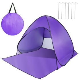 Pop Up Beach Tent Sun Shade Shelter Anti-UV Automatic Waterproof Tent Canopy for 2/3 Man w/ Net Window Storage Bag for Outdoor Beach Camping Fishing P (Option: PopUpBeachTentPurpleGPCT2478)