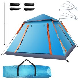 4-5 Person Camping Tent Outdoor Foldable Waterproof Tent with 2 Mosquito Nets Windows Carrying Bag for Hiking Climbing Adventure Fishing (Option: CampingTentBlueGPCT3881)