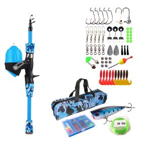 Kids Fishing Pole Set Fishing Starter Kit Telescopic Fishing Rod and Reel Combo Kit with Tackle Box 56Pcs Fishing Lures for Boys Girls (Option: FishingPole1.2MBlueGPCT4789)