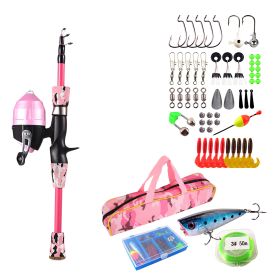 Kids Fishing Pole Set Fishing Starter Kit Telescopic Fishing Rod and Reel Combo Kit with Tackle Box 56Pcs Fishing Lures for Boys Girls (Option: FishingPole1.2MPinkGPCT4789)