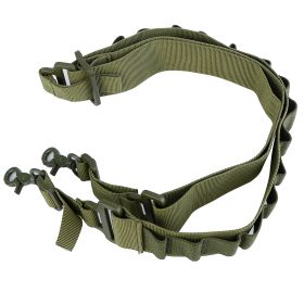 Tactical Shotgun Sling 2 Point Gun Sling Adjustable Shoulder Strap Rifle Shotgun Belts w/ 15-Shell Holders (Option: SinglePointGunSlingGreenGPCT2543)