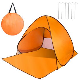 Pop Up Beach Tent Sun Shade Shelter Anti-UV Automatic Waterproof Tent Canopy for 2/3 Man w/ Net Window Storage Bag for Outdoor Beach Camping Fishing P (Option: PopUpBeachTentOrangeGPCT2478)