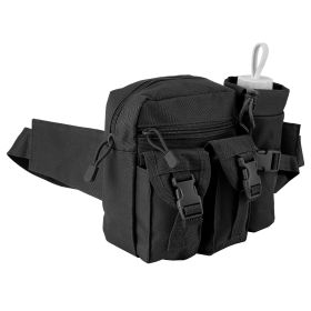 Tactical Waist Bag Utility Pouch Military Hiking Belt Bag w/ Water Bottle Pouch For Fishing Mountaineering Camping Hunting Running Outdoor (Option: CampBeltBagBlackGPCT3096)