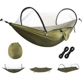 Camping Hammock with Mosquito Net 3-in-1 Portable Hammock Tent with BuiltIn Mosquito Net Dual-Way Zippers 440lbs Capacity Attached Storage Pocket for (Option: HammockArmyGreenGPCT5652)