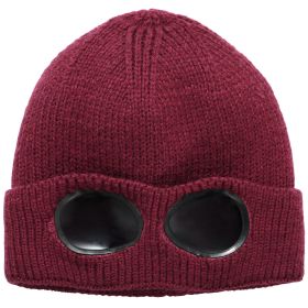 Unisex Knit Beanie Hat with Goggle Chunky Winter Warm Hat Skull Cap 4 Colors (Option: BeanieHatRedGPCT1648)