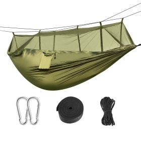 600lbs Load 2 Persons Hammock w/Mosquito Net Outdoor Hiking Camping Hommock Portable Nylon Swing Hanging Bed w/ Strap Hook Carry Bag (Option: MosquitoNetHammockGRNGPCT1847)