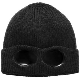 Unisex Knit Beanie Hat with Goggle Chunky Winter Warm Hat Skull Cap 4 Colors (Option: BeanieHatBlackGPCT1648)