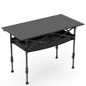 Portable Folding Camping Table With Adjustable Height Hanging Net Rustproof Carbon Steel Foldable Roll-Up Camping Table for Picnic Camping Hiking Beac (Option: CampingTable95CMGPCT5182)