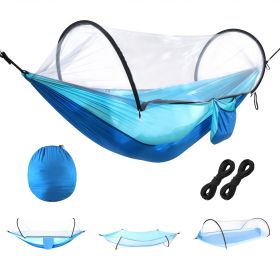 Camping Hammock with Mosquito Net 3-in-1 Portable Hammock Tent with BuiltIn Mosquito Net Dual-Way Zippers 440lbs Capacity Attached Storage Pocket for (Option: HammockRoBlueSkyBlueGPCT5652)