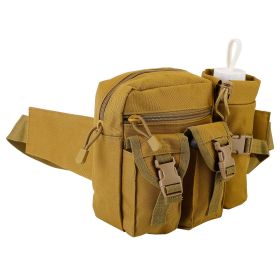 Tactical Waist Bag Utility Pouch Military Hiking Belt Bag w/ Water Bottle Pouch For Fishing Mountaineering Camping Hunting Running Outdoor (Option: CampBeltBagBrownGPCT3096)