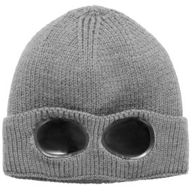 Unisex Knit Beanie Hat with Goggle Chunky Winter Warm Hat Skull Cap 4 Colors (Option: BeanieHatGreyGPCT1648)