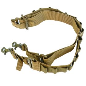 Tactical Shotgun Sling 2 Point Gun Sling Adjustable Shoulder Strap Rifle Shotgun Belts w/ 15-Shell Holders (Option: SinglePointGunSlingKhaliGPCT2543)