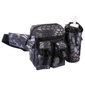 Tactical Waist Bag Utility Pouch Military Hiking Belt Bag w/ Water Bottle Pouch For Fishing Mountaineering Camping Hunting Running Outdoor (Option: CampBagPythonBlackGPCT3096)